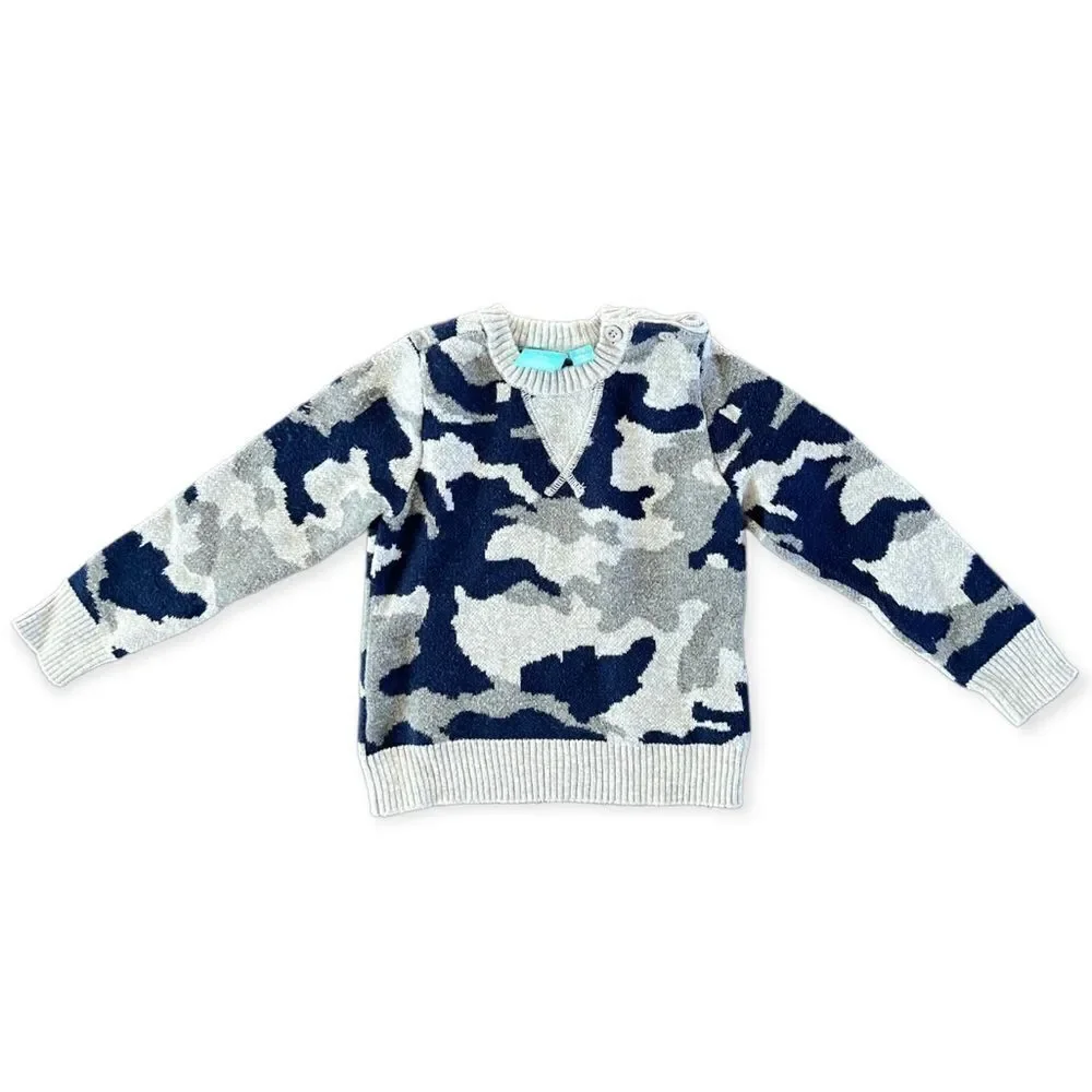 Bear Camp Blue Gray Camouflage Sweater, 3-6 months